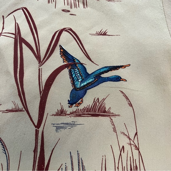 Rare 70s Gucci silk blouse with duck in marsh design - Picture 9 of 11